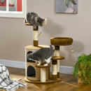 Albero Tiragraffi per Gatti con Casetta Ø59x96 cm in Peluche Marrone
