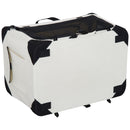 Trasportino Pieghevole per Cani e Gatti Crema nero 60x42x42 cm 