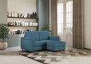 Divano 2 Posti con Pouf 148x155x85 cm Marrak in Tessuto Avio