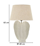 Lampada da Tavolo Resina Ester Ø40x63 cm in Resina e Ferro e Tessuto Bianco effetto lavato      