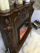 Camino Elettrico da Pavimento 116x150x33 cm Effetto Fiamma 1500W Artemida Noce