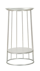 Tavolinetto Towery Ø40x76 cm in Ferro e Marmo Argento      