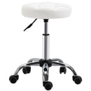 Set 2 Sgabelli Girevoli con Ruote Ø35.5x46-38 cm in Similpelle Bianco