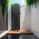 Doccia da Giardino in Alluminio Soffione LED Quadrato con Termometro LCD Sined Luna Alu Nero 