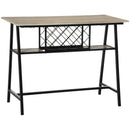 Tavolo Bar con Portabottiglie 120x60x91 cm in Truciolato e Acciaio Nero