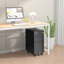 Cassettiera da Ufficio 45x30x60 cm Mobiletto per Documenti con Serratura Asta per Schedario Nero      