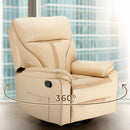 Poltrona Relax Reclinabile Manuale 90x74x130 cm in Similpelle Beige