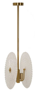 Lampadario Glass 35x18x80 cm in Vetro e Ferro Oro e Bianco      