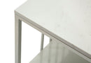Tavolo da Caffè Kayseri 90x45x60 cm in Ferro e Marmo Argento e Bianco      