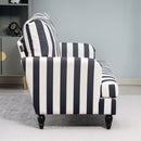 Poltrona da Salotto 115x82x82 cm con Seduta Ampia in Velluto a Righe con Molle a S Nero e Bianco      