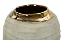 Vaso Lima Ø14x30 cm in Ceramica Grigio e Oro      