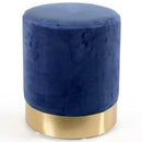 Pouf Poggiapiedi 31x31x38 cm in Metallo MDF e Tessuto Velluto Blu 