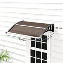 Pensilina da Esterni Impermeabile e Anti-UV 75x100x23 cm in PC PP e Alluminio Marrone e Nero      