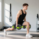 Set Pesi Palestra 6 in 1 Multifunzione 25kg Totali in Plastica e Sabbia Verde      