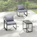 Set 3 Pezzi da Esterno con Tavolo da Giardino e 2 Sedie con Seduta in Texteline e Cuscini Grigio      