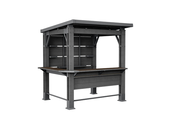 prezzo Gazebo Struttura Bar Keter Signature Bar 230x200x238 cm in Resina Effetto Legno Grigio Grafite e Noce