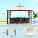 Gazebo da Giardino 370x303x290 cm Tende Laterali e Zanzariere Beige   