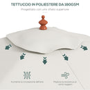 Ombrellone da Giardino Rettangolare Inclinabile 200x150x235H cm Apertura a Corda Beige 