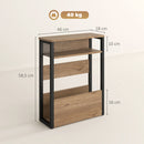 Tavolino da Soggiorno 46x18x58,5 cm in Stile Industriale con 2 Ripiani in Legno e Metallo Color Noce Scuro      