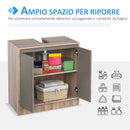 Mobile Sottolavello da Bagno 2 Ante 60x30x60 cm  Grigio e Rovere