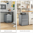 Cassettiera da Ufficio 3 Cassetti con Serratura e Ruote 39x48x59 cm in Acciaio Grigio 