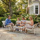 Set 4 Pezzi da Giardino con Divano 2 Poltrone e Tavolino in Texteline Cachi e Bianco      
