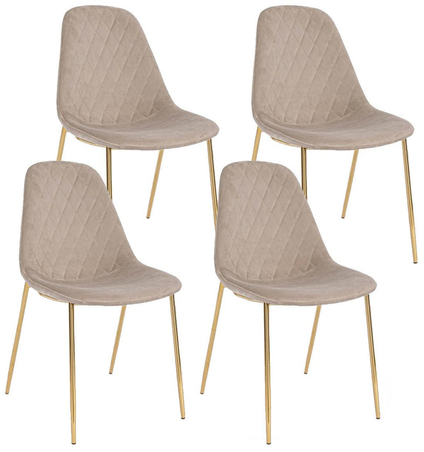 Set 4 Sedie 48x55x85 cm in Poliestere Effetto Velluto Tortora sconto