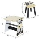 Set Tavolino Lavagna con Sgabello per Bambini Stampa Mucca 60x40x60 cm 