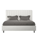 Letto Matrimoniale con Alzata Comoda Imbottito in Similpelle Agueda Bianco Varie Misure