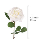 Set 4 Rose Artificiali Aperta Altezza 79 cm Bianco