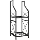 Portalegna a 2 Livelli 34x30x80cm per Interno Esterno in Metallo Nero      