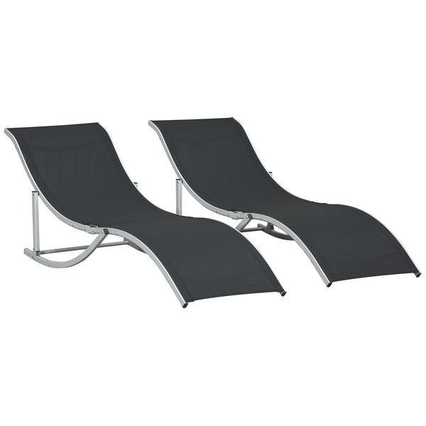 Set 2 Sdraio da Giardino 61x165x63 cm Pieghevoli in Alluminio e Textilene Nero prezzo