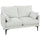 Divano 2 Posti 131x78x83 cm con Braccioli Imbottitura Spessa e 2 Cuscini in Tessuto Bianco