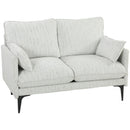 Divano 2 Posti 131x78x83 cm con Braccioli Imbottitura Spessa e 2 Cuscini in Tessuto Bianco      