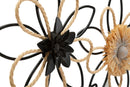 Pannello Raffia Flow 60x4x35 cm in Ferro e Rafia Marrone e Nero      