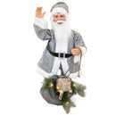 Pupazzo Babbo Natale H80 cm con Luci e Movimento Grigio
