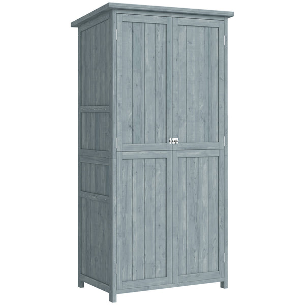 Armadio da Esterno 85x54x170 cm Capanno per Attrezzi con 2 Scaffali in Legno di Abete Grigio acquista