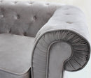 Divano 3  Posti Chesterfield 197x74x82 h cm in Velluto Grigio
