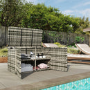 Baule da Giardino 118x57x69 cm Capacità 350L Apertura Frontale e Superiore in Rattan PE Grigio 
