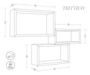 Set 3 Mensole da Parete Rettangolare in Fibra di Legno Trittico Rovere Grigio New