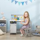Set Tavolo e Sedie per Bambini 5+ Anni 90x45x 85 cm in Legno Bianco e Grigio      