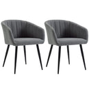 Set 2 Sedie Imbottite 62x56x76 cm in Tessuto Effetto Lino Grigio Scuro