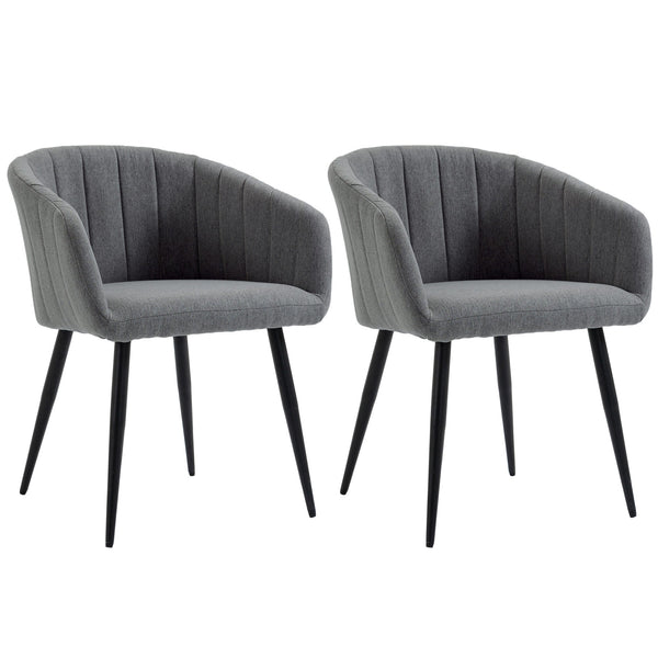 Set 2 Sedie Imbottite 62x56x76 cm in Tessuto Effetto Lino Grigio Scuro online