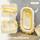 Vaschetta Bagnetto per Neonati Pieghevole 80,5x55x20 cm con Cuscino e Bacinella Lavabo Giallo  