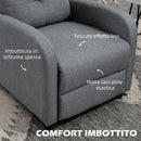 Poltrona Relax Reclinabile 155° 67x87x98 cm con Poggiapiedi in Tessuto Effetto Lino Grigio  