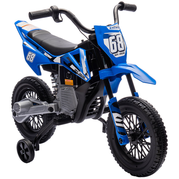 Moto Elettrica per Bambini 3-6 Anni 107x56x70 cm Batteria 12V e Rotelle Rimovibili Blu sconto