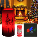 Candela di Natale LED con Proiettore 4 Effetti di Luce Rosso Ø7x15 cm 