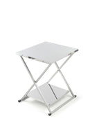Tavolo Pieghevole Ompagrill con Piano di Lavoro in Acciaio Inox 70x78x90 cm Ganci Porta Utensili per Barbecue e Ripiano Inferiore      
