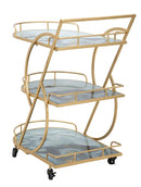 Carrello Marble Glass Mix 71x45,5x84,5 cm in Ferro e MDF e Vetro Oro e Multicolor      