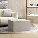 Pouf Poggiapiedi 75x75x41 cm Rivestimento Rimovibile Tessuto Effetto Lino Beige 